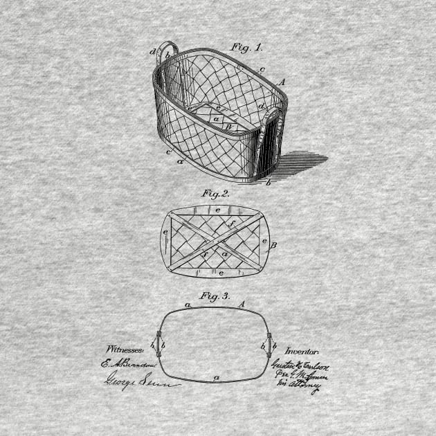 Splint Laundry Basket Vintage Patent Hand Drawing by TheYoungDesigns